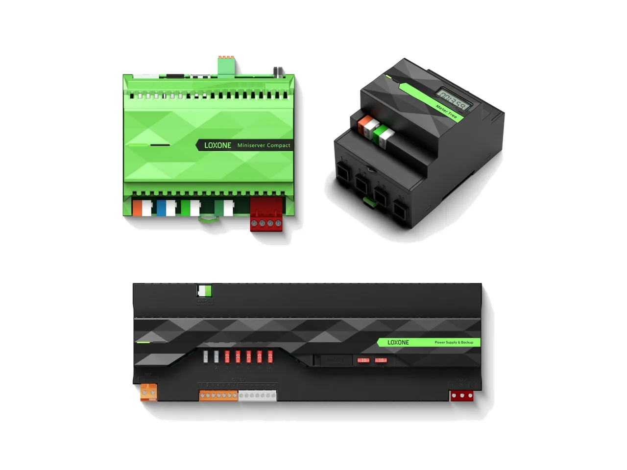 Loxone Miniserver Compact, Energiezähler 3-phasig Tree und Power Supply & Backup
