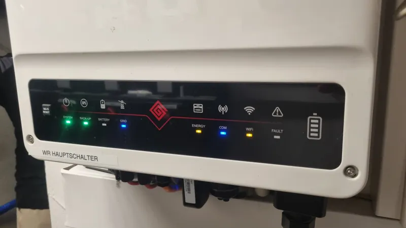 Hybrid-Wechselrichter mit Statusanzeige für Batterie, Netz und WLAN